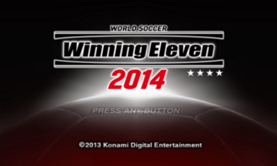 World Soccer Winning Eleven 2014 title screen for Nintendo 3DS